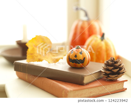Halloween image on the windowsill 124223942