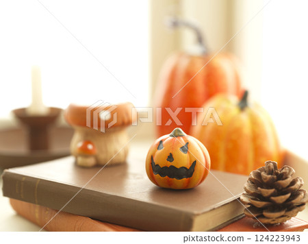 Halloween image on the windowsill Halloween image on the windowsill 124223943