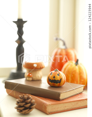 Halloween image on the windowsill Halloween image on the windowsill 124223944