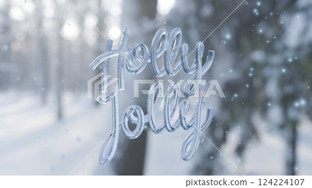 冰書法文字「Holly Jolly」。 124224107