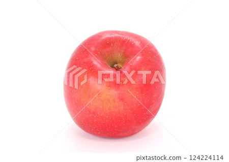 Red apple Koi Fuji from Iwate Prefecture, whole apple, bright background 124224114
