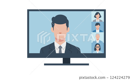 Business people online meeting screen display Business people online meeting screen display 124224279