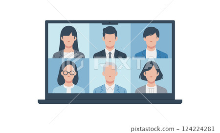 Business people online meeting screen display Business people online meeting screen display 124224281