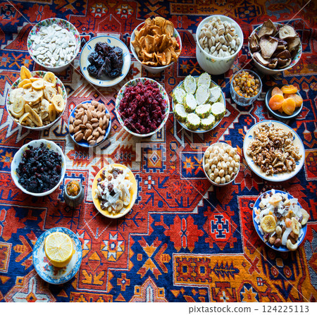 East table. Many tasty food East table. Many tasty food 124225113