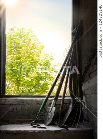 Old tools in the barn 124225146