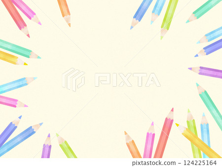 Colorful watercolor pencil frame 124225164