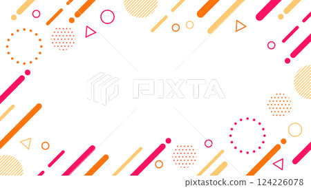 Retro style cute abstract geometric pattern frame material flyer, web, video 16:9 size red 124226078