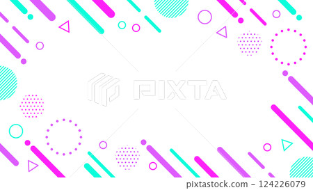 復古風格可愛抽象幾何圖案框架材料傳單、網頁、影片 16：9 尺寸彩色 124226079