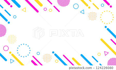 復古風格可愛抽象幾何圖案框架材料傳單、網頁、影片 16：9 尺寸彩色 124226080