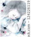 A tired girl sleeping 124226119