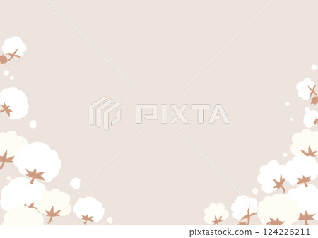 手繪棉花花插圖、背景 124226211