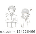 一名心懷不滿的女學生和一名焦慮的中年男子 124226466