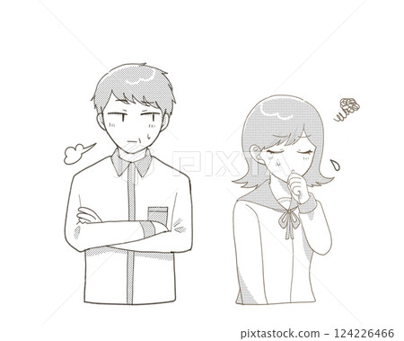 A disgruntled female student and an anxious middle-aged man 124226466