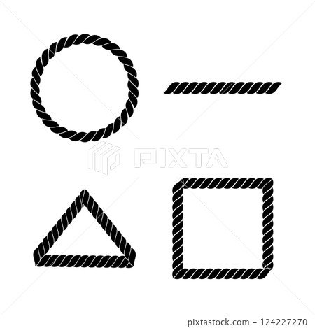 Various geometric shapes made of rope, vector illustration. 124227270