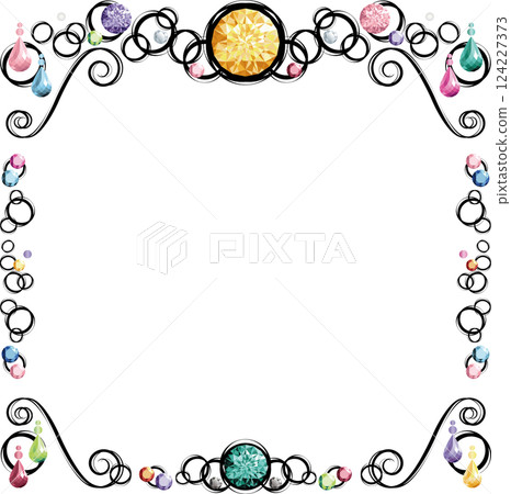 Jeweled square frame (multicolored with black border) Jeweled square frame (multicolored with black border) 124227373