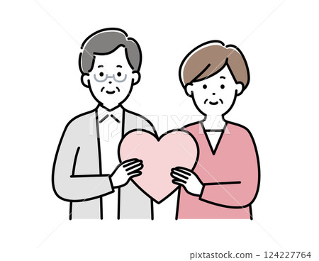 年長的夫婦一起抱著一顆心 124227764