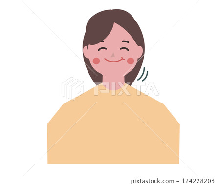 A woman munching. Chewing. Eating. Vector illustration 124228203