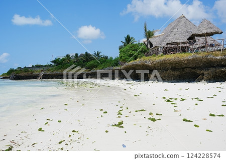 Washed out rocks at jambiani beach on Indian Ocean in African Zanzibar island in Tanzania Washed out rocks at jambiani beach on Indian Ocean in African Zanzibar island in Tanzania 124228574