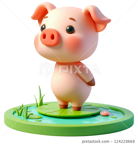 3D Pig Cartoon, Pig Cartoon, Cute Little Pig 124228668
