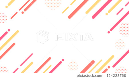 Cute abstract geometric frame material for flyers, web, and videos 16:9 size Red Yellow 124228768
