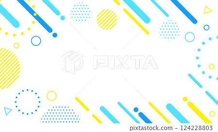 Cute abstract geometric pattern frame material that can be used in summer Flyer, web, video 16:9 size Light blue Yellow 124228803