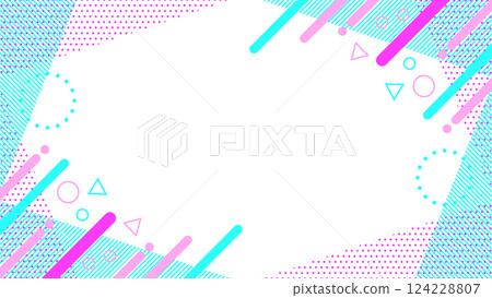 Retro style cute abstract geometric pattern frame material flyer, web, video 16:9 size colorful Retro style cute abstract geometric pattern frame material flyer, web, video 16:9 size colorful 124228807