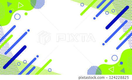 可愛的抽象幾何圖案框架材料傳單、網絡、視頻 16:9 尺寸黃綠藍色 可愛的抽象幾何圖案框架材料傳單、網絡、視頻 16:9 尺寸黃綠藍色 124228825