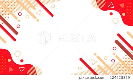 適合傳單、網頁和影片的可愛抽象幾何圖案框架材料 16：9 尺寸紅色米色 124228829