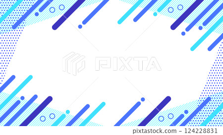 Cute abstract geometric pattern frame material that can be used in summer Flyer, web, video 16:9 size Light blue Blue 124228831