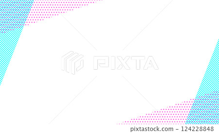 復古風格可愛抽象幾何圖案框架材料傳單、網頁、影片 16：9 尺寸淺藍色粉紅色 124228848