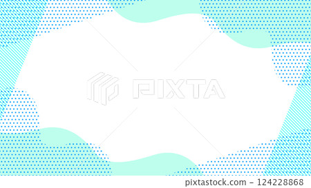 夏季可用的可愛抽象幾何圖案框架材料傳單、網絡、視頻 16：9 尺寸淺藍色藍色 124228868