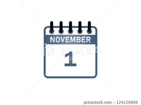 November 1 Calendar Icon 124228909