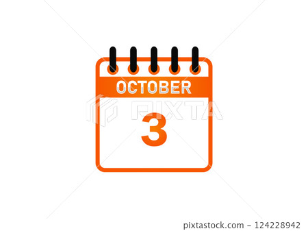 October 3 Calendar Icon 124228942