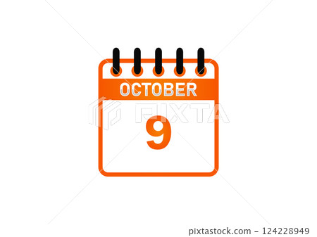 October 9 Calendar Icon October 9 Calendar Icon 124228949