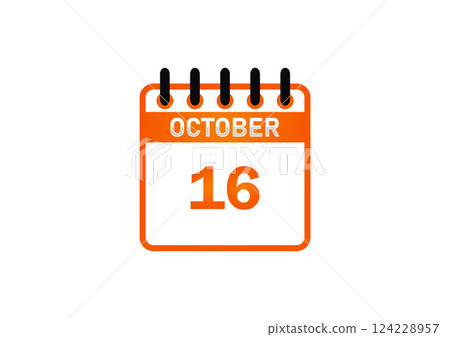 October 16 Calendar Icon October 16 Calendar Icon 124228957