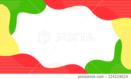 Cute abstract geometric frame material for flyers, web, and videos 16:9 size Red Green Yellow 124229024