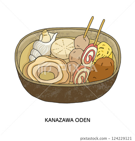 Ishikawa Prefecture_Kanazawa Oden Line drawing illustration 124229121