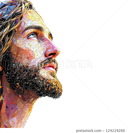 Jesus Christ Portrait Mosaic Illustration Jesus Christ Portrait Mosaic Illustration 124229260