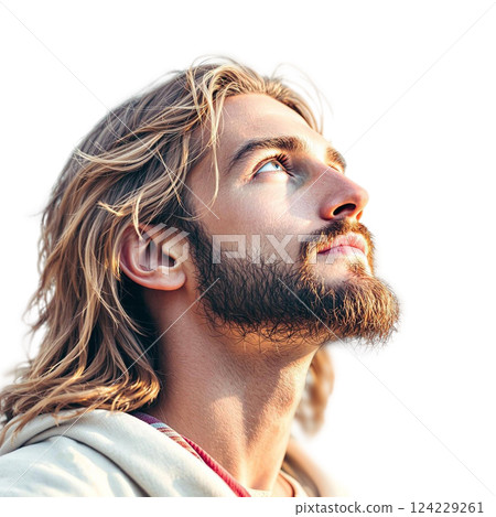 Jesus Christ Close Up Portrait Illustration Jesus Christ Close Up Portrait Illustration 124229261
