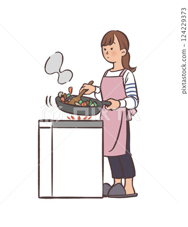 婦女烹調的例證 124229373