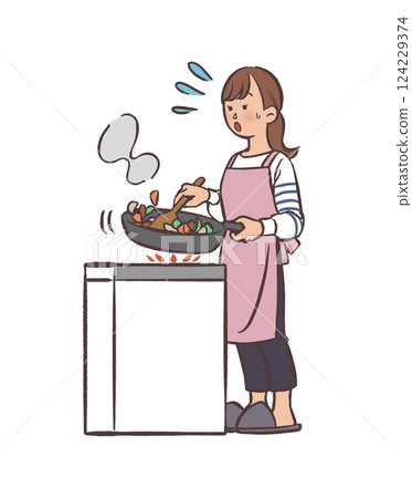 婦女烹調的例證 124229374