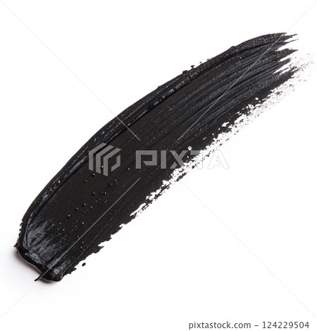 black acrylic stain element on white background. with brush and paint texture hand-drawn. acrylic brush strokes abstract fluid liquid ink pattern 124229504