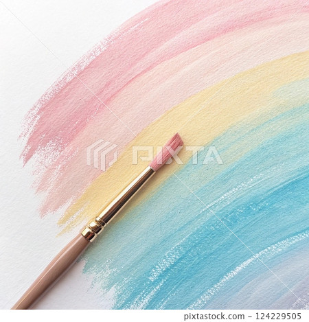 Paint brush with paint. 124229505