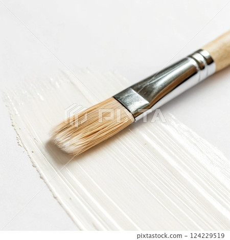 Paintbrush with white paint. 124229519