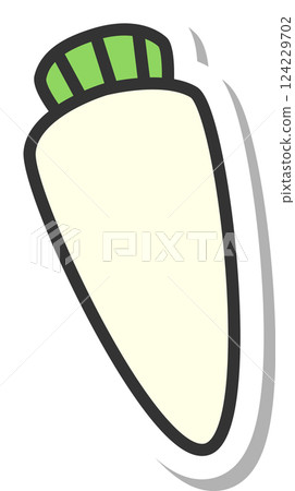 Sticker-style vegetable icon: Radish 124229702
