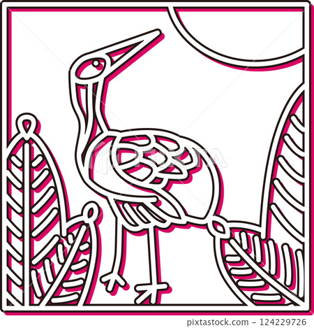 Color shadow square simple Hanafuda January Pine and crane Color shadow square simple Hanafuda January Pine and crane 124229726