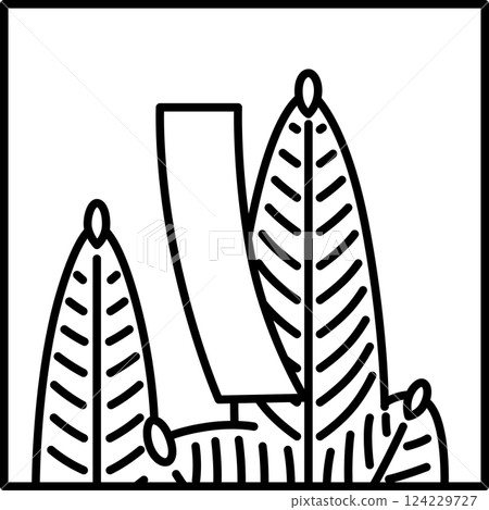 Line drawing square simple Hanafuda - January, Pine, Red and short, January, Pine with red and short Line drawing square simple Hanafuda - January, Pine, Red and short, January, Pine with red and short 124229727