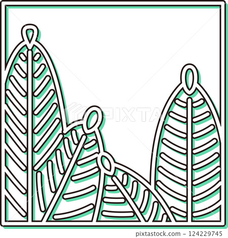 色陰影方形簡約花紮睦月鬆一月松樹汁 124229745