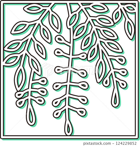 彩色陰影方形簡單花札卯月紫藤四月紫藤汁 124229852