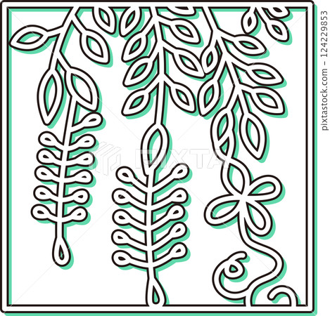 彩色陰影方形簡單花札卯月紫藤四月紫藤汁 124229853